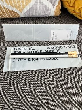 Cloth & Paper Pencil Case & Black and White Pencil Duo with Gold Ferrules